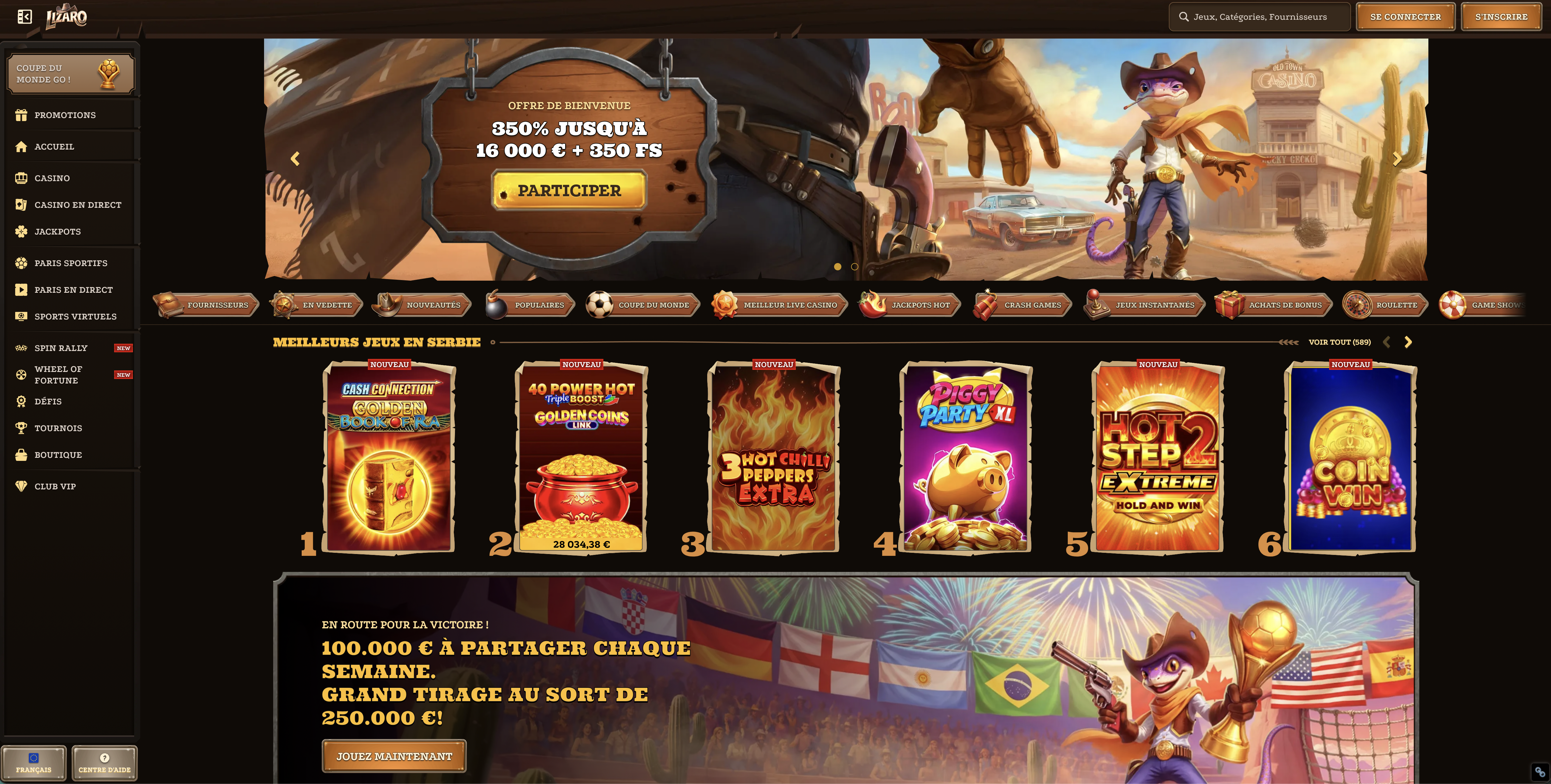 Capture d’écran de Lizaro Casino